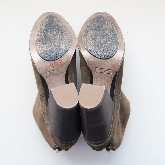 Vince Camuto Hamilton Green Suede Leather Block Heel Ankle Boots Booties 7.5 - Picture 8 of 16